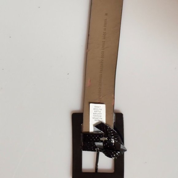 Women’s Belt Glossy Black Snake Embossed PU/Bonded Leather Size M - Picture 4 of 8